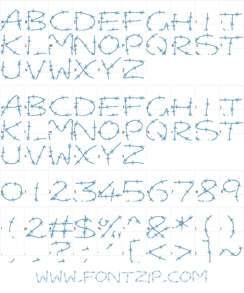 Barbed Wires Font Character